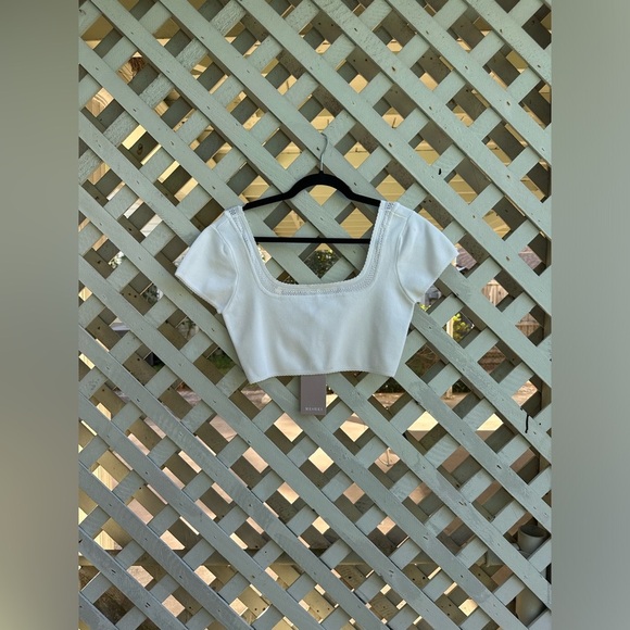 ❤️MESHKI Penelope Pointelle Knit Crop Top - Picture 2 of 4